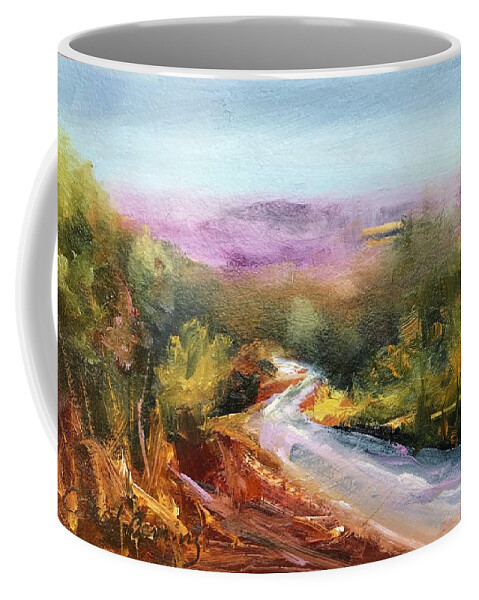 Peak's Hill Coffee Mug featuring the painting Peak's Hill View by Carol Berning