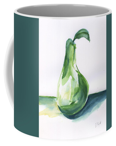 Pear Abstract Coffee Mug featuring the painting Pear Abstract by Frank Bright
