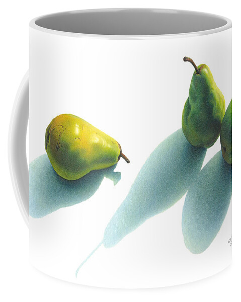 Art Coffee Mug featuring the drawing Pear Shadows by Donna Basile