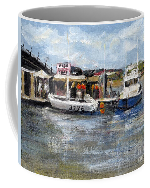 California Coffee Mug featuring the painting Pearson's Port Crab Shack by Randy Sprout