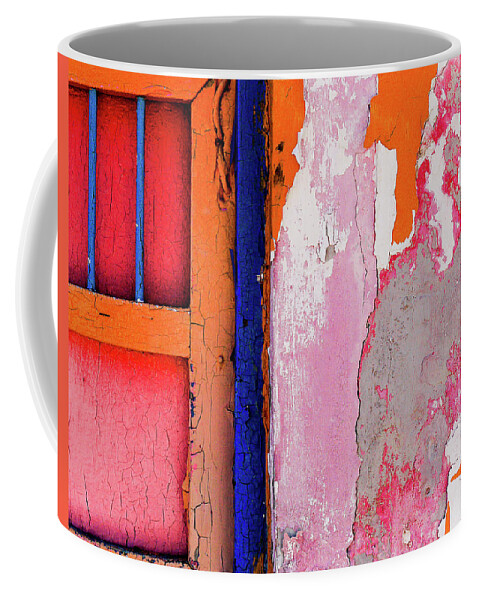 Peeling Paint Cozumel Mexico Coffee Mug featuring the photograph Peeling Paint and Door- Cozumel, Mexico #1 by David Morehead