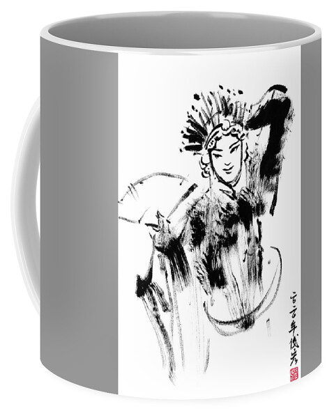 Horse Coffee Mug featuring the drawing Peking Opera dancer actor-4- Arttopan Zen Freehand Chinese painting-Buddhist mood by Artto Pan