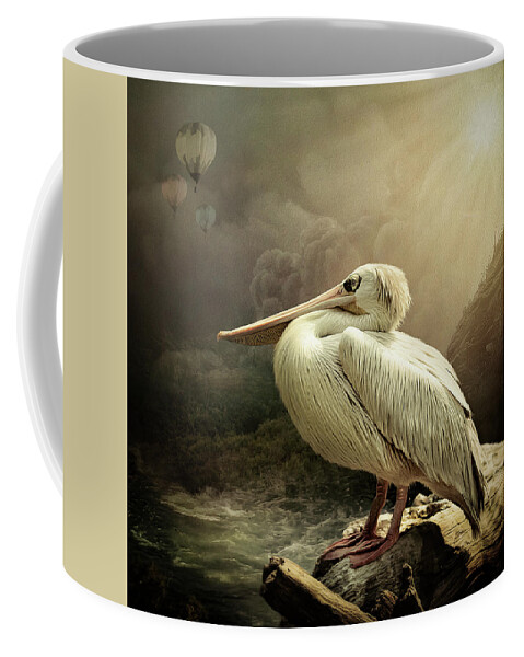 Pelican Coffee Mug featuring the digital art Pelican at Rest by Maggy Pease