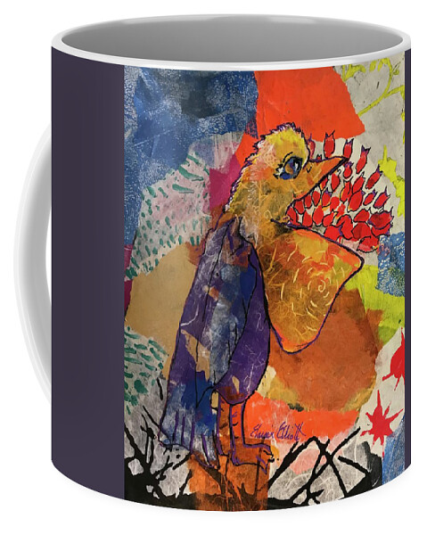 Pelican Coffee Mug featuring the painting Pelican Prowess by Elaine Elliott