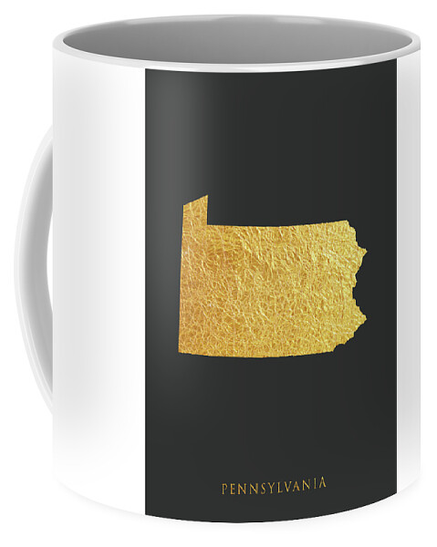 Pennsylvania Coffee Mug featuring the digital art Pennsylvania Gold Map #05 by Michael Tompsett