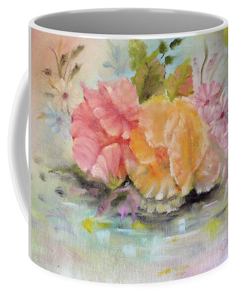 Peony Coffee Mug featuring the painting Peonies and Daisies by Joel Smith