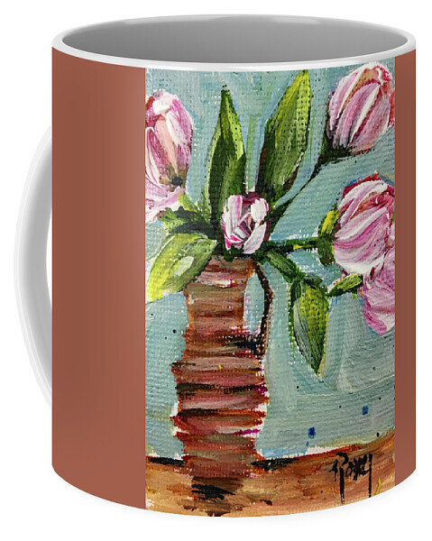 Peonies Coffee Mug featuring the painting Peonies in a Wicker Pitcher by Roxy Rich