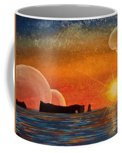 Percé Rock Coffee Mug featuring the painting Perce Rock by April Reilly