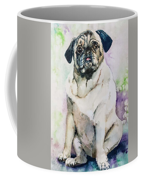Pug Coffee Mug featuring the painting Perfect Pug by Leslie Hoops-Wallace