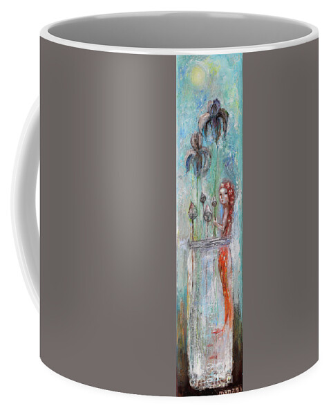 Mermaid Coffee Mug featuring the painting Pet Mermaid by Manami Lingerfelt