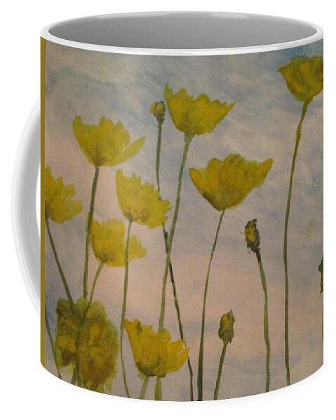 Wild Flowers Coffee Mug featuring the painting Petalled Yellow by Jen Shearer