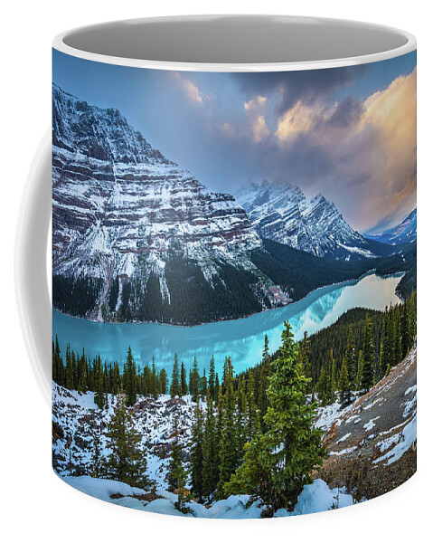 Alberta Coffee Mug featuring the photograph Peyto Lake Winter by Inge Johnsson