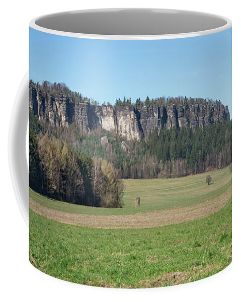 Saxon Switzerland Coffee Mug featuring the photograph Pfaffenstein, mountain panorama in Saxon Switzerland by Adriana Mueller