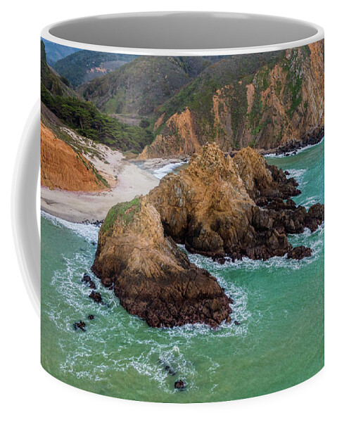 Pfieffer Coffee Mug featuring the photograph Pfieffer Beach Aerial View by Kenneth Everett