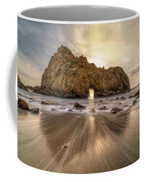 Pfieffer Beach Coffee Mug featuring the photograph Pfieffer Beach Sunset - Keyhole Centered by Kenneth Everett