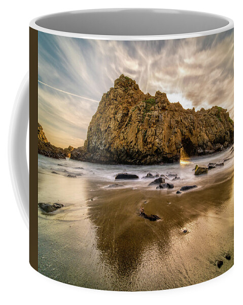 Pfieffer Beach Coffee Mug featuring the photograph Pfieffer Beach Sunset - Keyhole Offset by Kenneth Everett