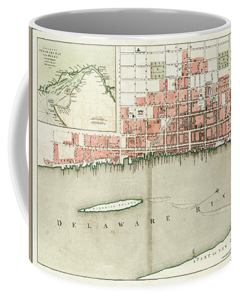 Philadelphia Coffee Mug featuring the photograph Philadelphia Pennsylvania Vintage City Map 1776 by Carol Japp