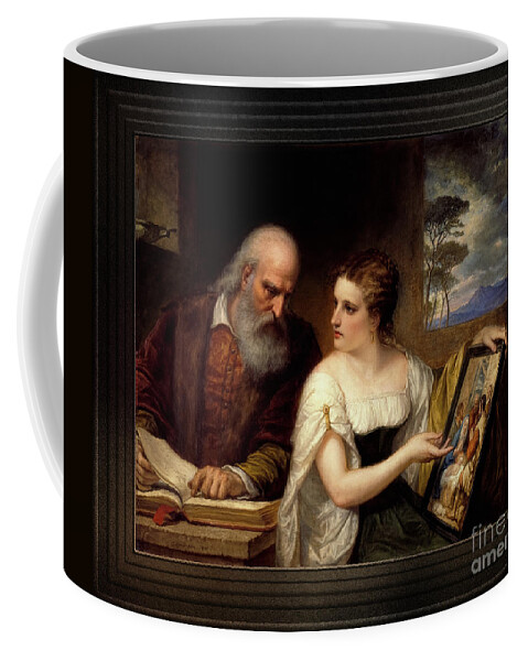 Philosophy And Christian Art Coffee Mug featuring the photograph Philosophy and Christian Art by Daniel Huntington Classical Fine Art Old Masters Reproduction by Rolando Burbon