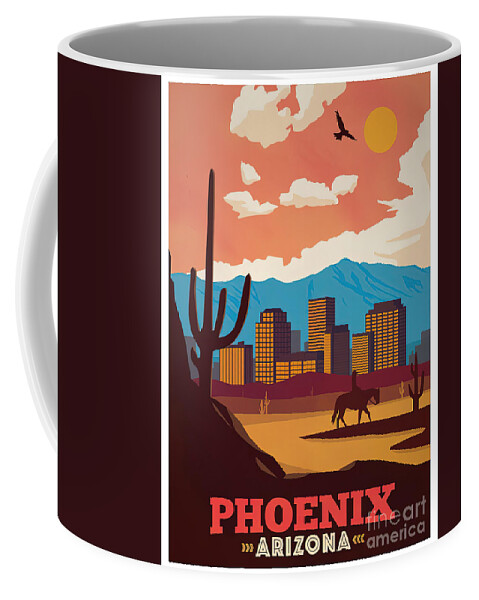 Phoenix Coffee Mug featuring the photograph Phoenix Arizona Vintage Travel Poster by Carlos Diaz