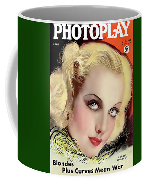 Photoplay Magazine Coffee Mug featuring the photograph Photoplay Magazine 1934 with Carole Lombard by Carlos Diaz