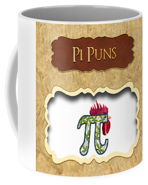 Pi Puns Coffee Mug featuring the digital art Pi Puns Button by Mike Savad