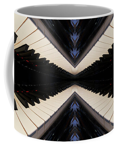 Piano Coffee Mug featuring the photograph PianoScape #3 - piano keyboard abstract mirrored perspective by Peter Herman