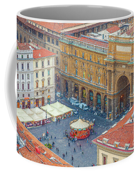 Iazza Della Repubblica Coffee Mug featuring the digital art Piazza della Repubblica by Liz Leyden