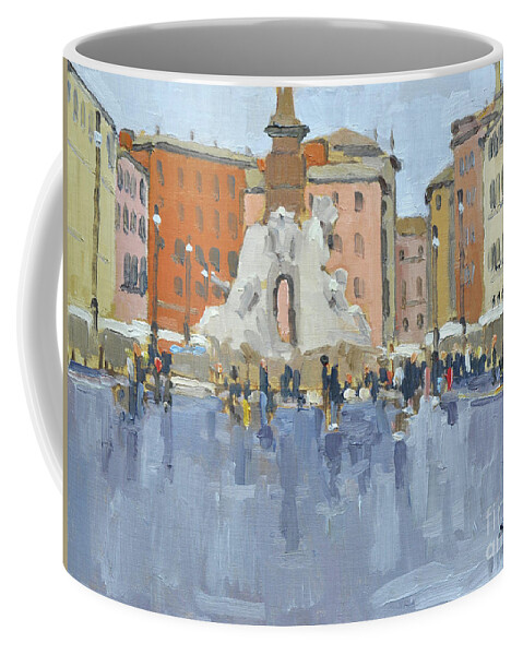 Piazza Coffee Mug featuring the painting Piazza Navona - Rome, Italy by Paul Strahm
