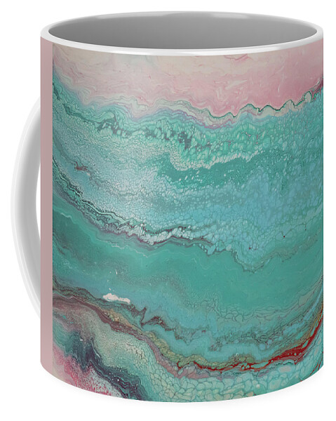 Pour Coffee Mug featuring the mixed media Pink Sea by Aimee Bruno