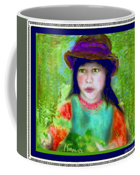 Girl Coffee Mug featuring the pastel Picking Berries by Shirley Moravec