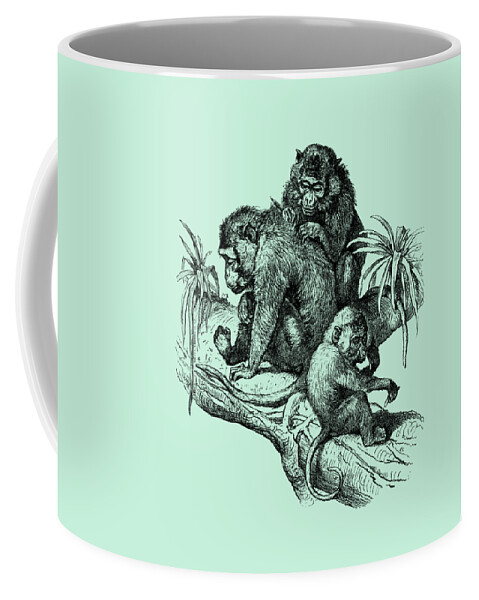 Monkey Coffee Mug featuring the digital art Picking Fleas by Madame Memento