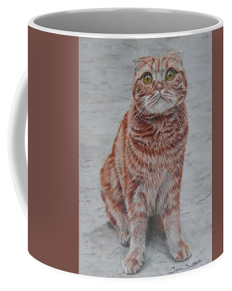 Cat Coffee Mug featuring the painting Pickles the Cat by John Neeve