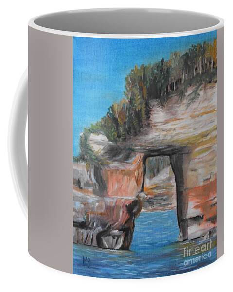 Michigan Coffee Mug featuring the painting Pictured Rocks by Monika Shepherdson