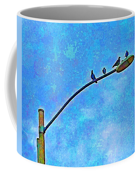 Bird Coffee Mug featuring the photograph Pidgeon Pole by Andrew Lawrence