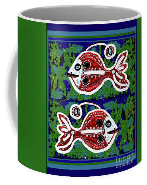 Zodiac Coffee Mug featuring the digital art PISCIES - double 3 eyes by Mimulux Patricia No