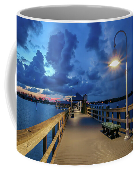 Pier Coffee Mug featuring the photograph Pier Lamp Post by Tom Claud