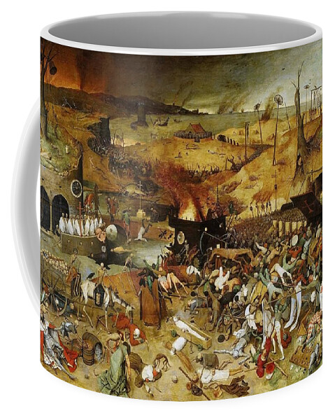  Coffee Mug featuring the painting Pieter Brueghel the Elder - The Triumph of Death by Les Classics