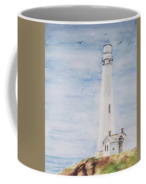 Lighthouse Coffee Mug featuring the painting Pigeon Point Lighthouse by Claudette Carlton