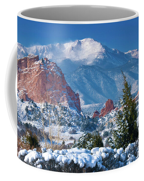 Colorado Coffee Mug featuring the photograph Pikes Peak in Winter by John Hoffman