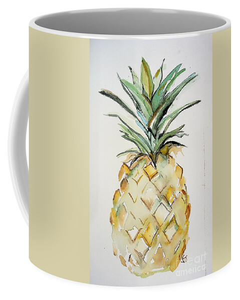 Pineapple Coffee Mug featuring the painting Pineapple by Valerie Shaffer