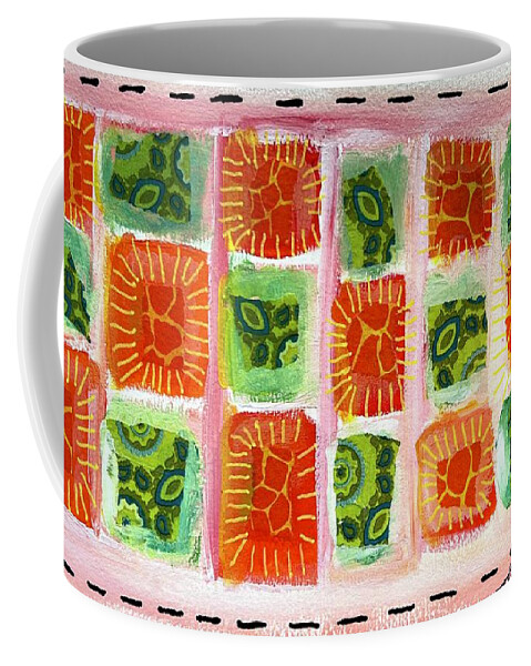  Coffee Mug featuring the painting Pink Block Pattern by Theresa Marie Johnson