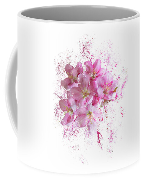 Easter Coffee Mug featuring the mixed media Pink Blossoms by Moira Law
