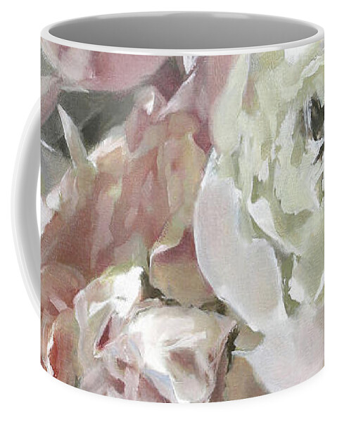 Pink Bouquet Painting Coffee Mug featuring the painting Pink Bouquet Light by Roxanne Dyer