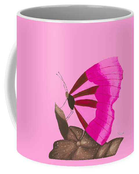 Watercolor Coffee Mug featuring the painting Pink Butterfly by Lisa Senette