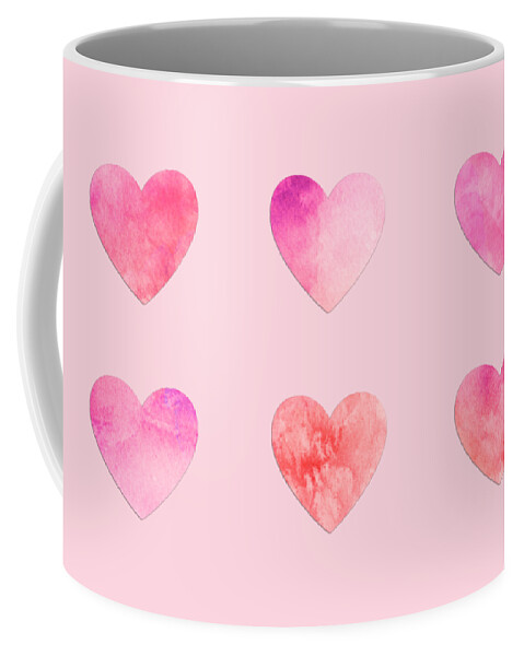 Valentine Coffee Mug featuring the photograph Pink hearts by Delphimages Photo Creations