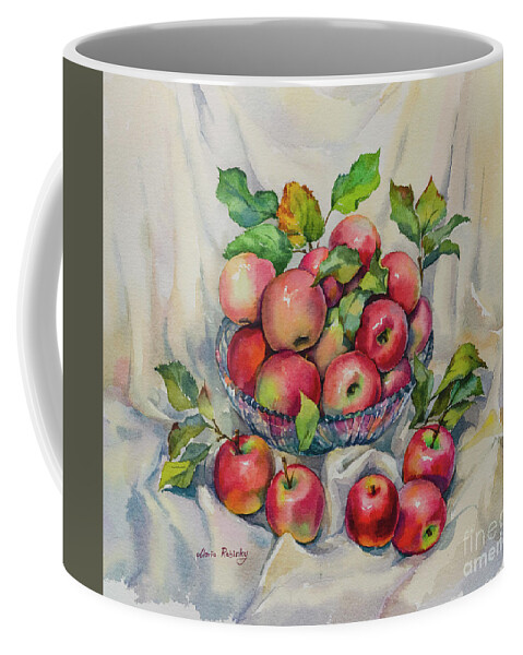 Pink Ladies Apples Coffee Mug featuring the digital art Pink Ladies Still Life by Maria Rabinky