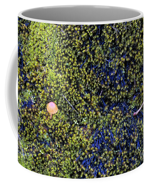 Rouge River Coffee Mug featuring the photograph Pink Mushroom on the Green by Theresa Fairchild