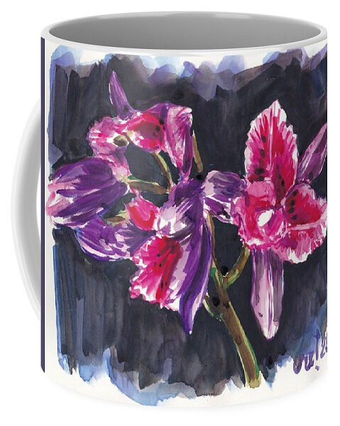 Orchids Coffee Mug featuring the painting Pink Orchids by George Cret