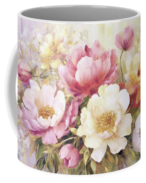 Peony Coffee Mug featuring the painting Pink Peony Botanicals by Tina LeCour