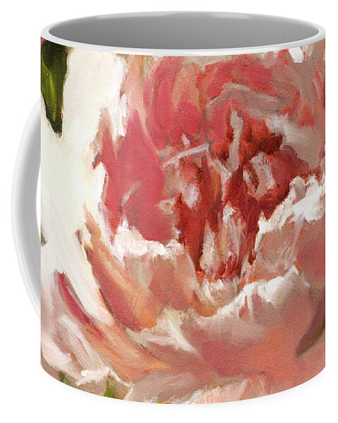 Pink Peony Coffee Mug featuring the painting Pink Peony by Roxanne Dyer